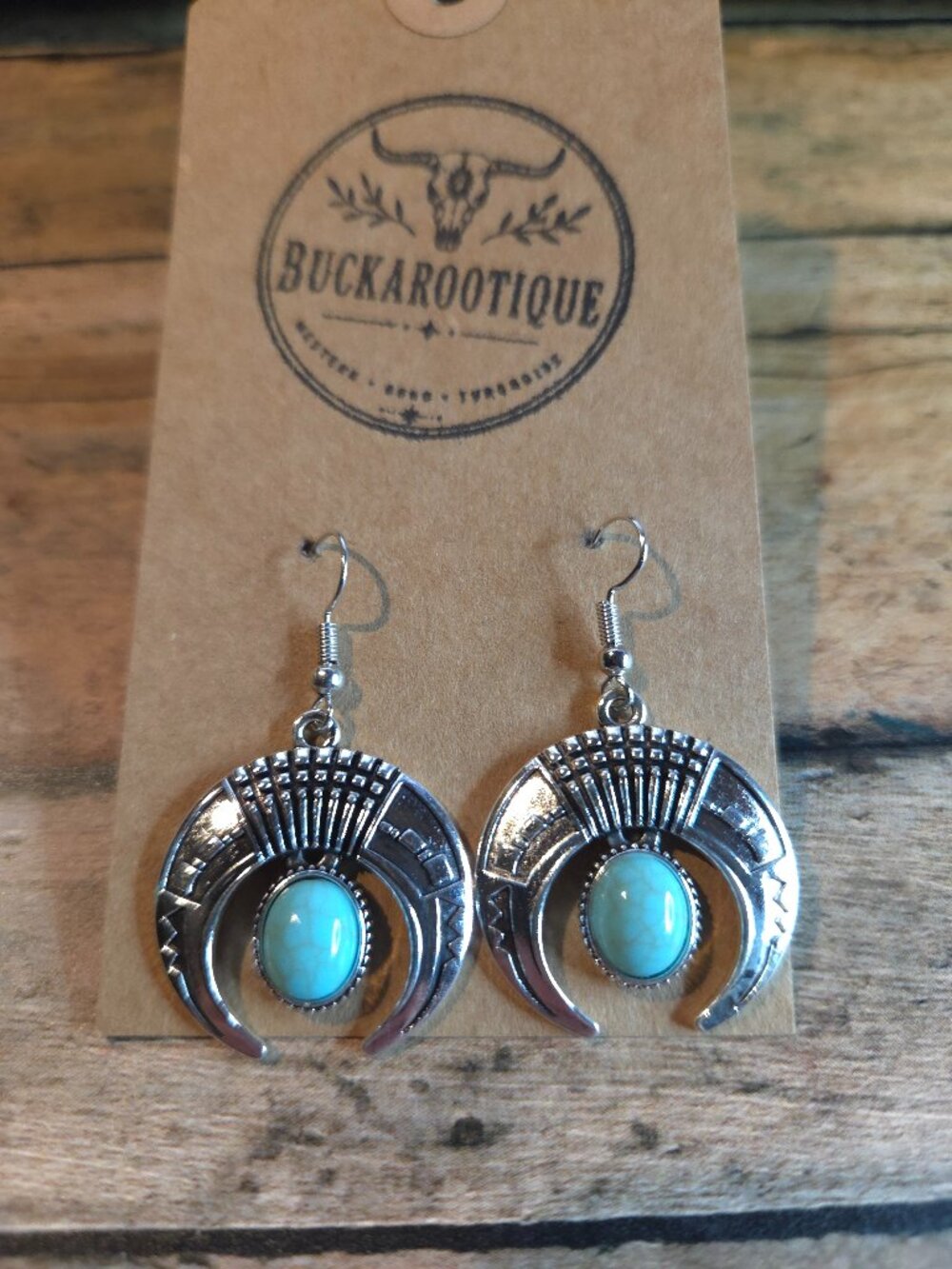 Navajo Style Naja Earrings Turquoise Western Boho Rodeo Dangles
